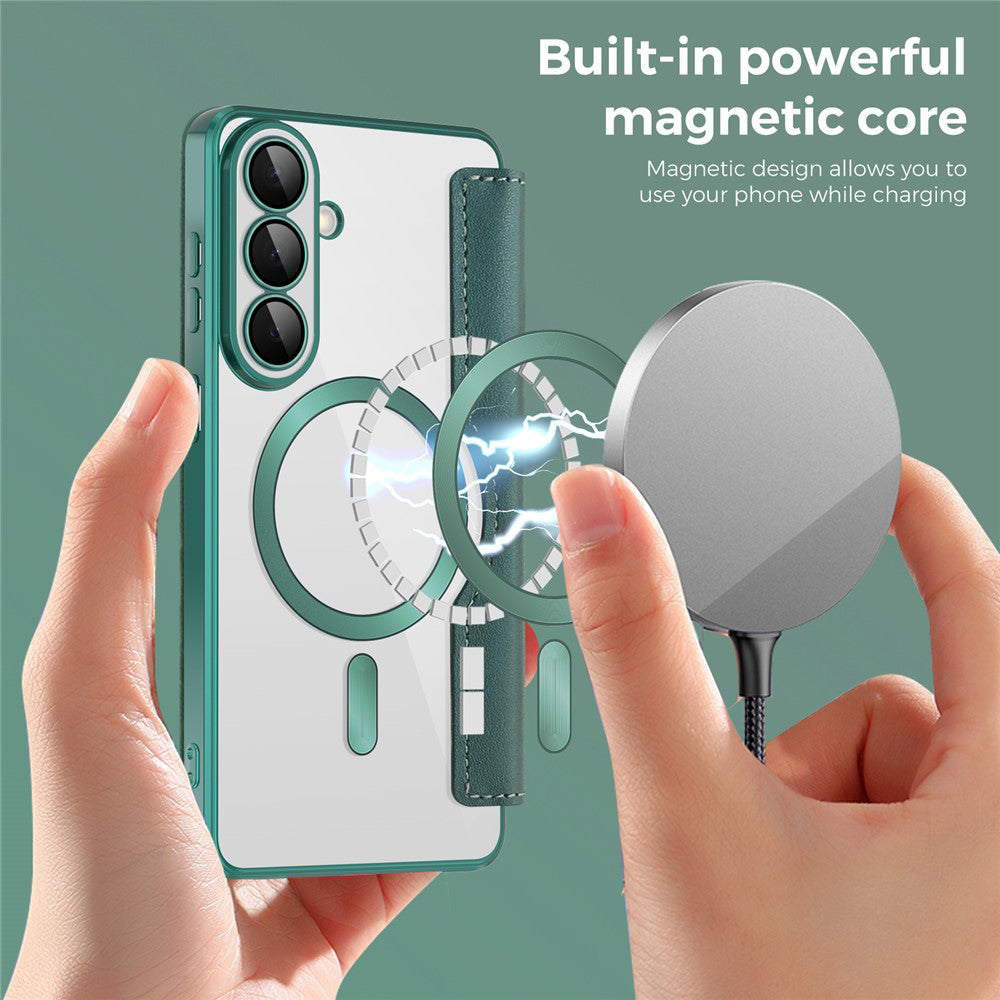 Husa MagSafe pentru Samsung Galaxy S26 S942, Techsuit, SmartMag Book, Verde