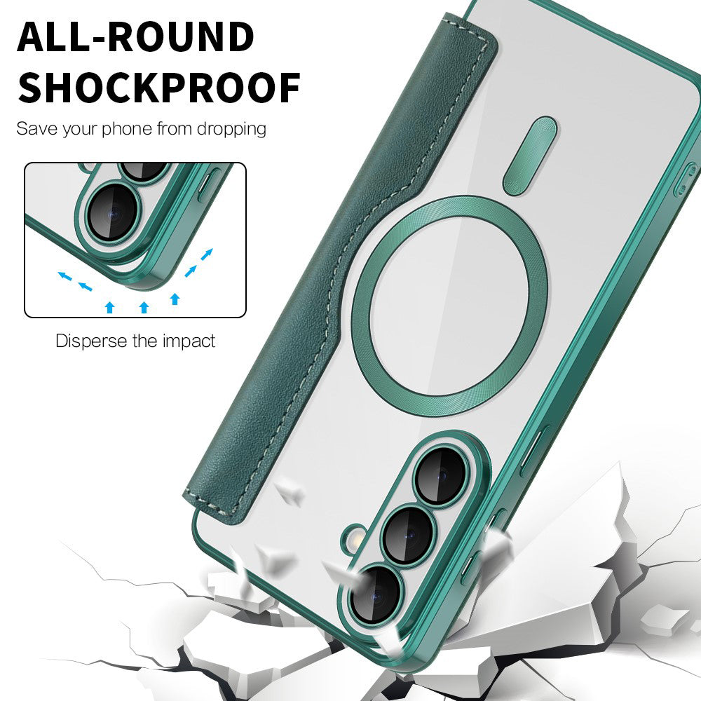 Husa MagSafe pentru Samsung Galaxy S26 S942, Techsuit, SmartMag Book, Verde
