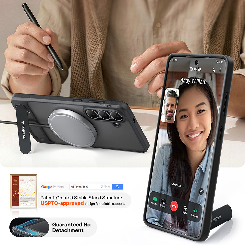 Husa MagSafe pentru Samsung Galaxy S26, Torras, Pstand, Neagra