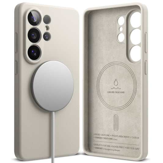 Husa MagSafe pentru Samsung Galaxy S26 Ultra, Ringke, Silicone, Crem