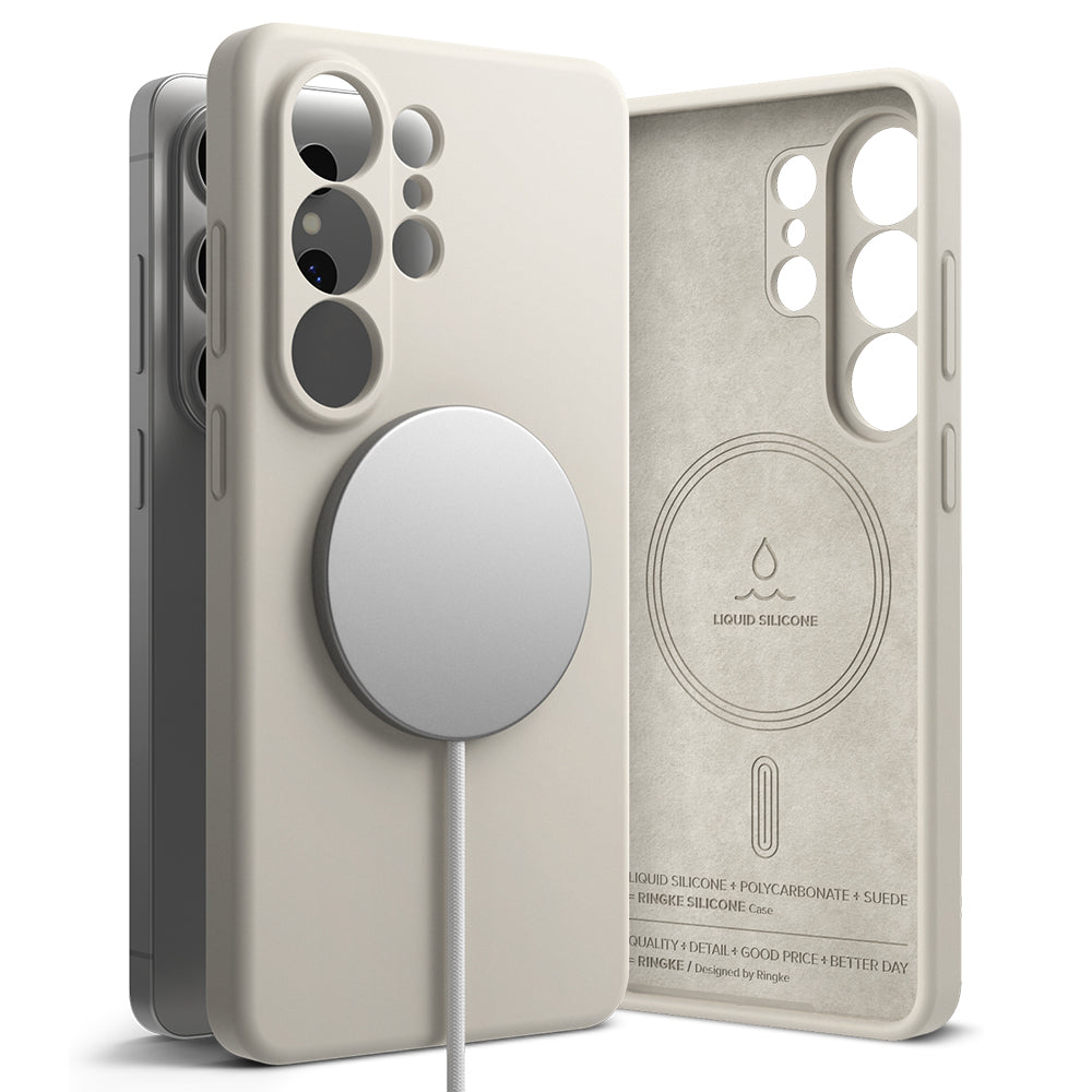 Husa MagSafe pentru Samsung Galaxy S26 Ultra, Ringke, Silicone, Crem