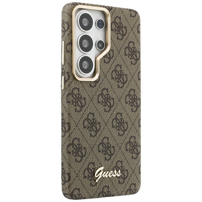 Husa MagSafe pentru Samsung Galaxy S26 Ultra S948, Guess, 4G Script Logo, Maro