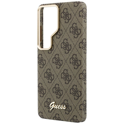 Husa MagSafe pentru Samsung Galaxy S26 Ultra S948, Guess, 4G Script Logo, Maro