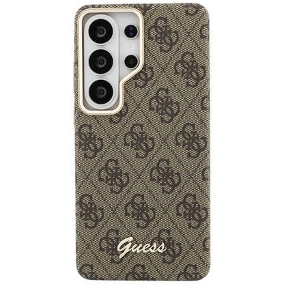 Husa MagSafe pentru Samsung Galaxy S26 Ultra S948, Guess, 4G Script Logo, Maro