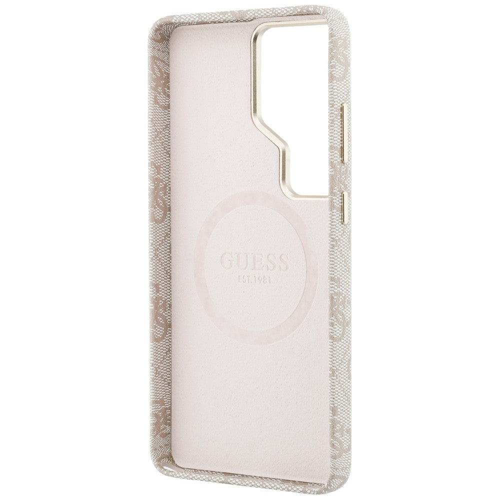 Husa MagSafe pentru Samsung Galaxy S26 Ultra S948, Guess, 4G Script Logo, Roz