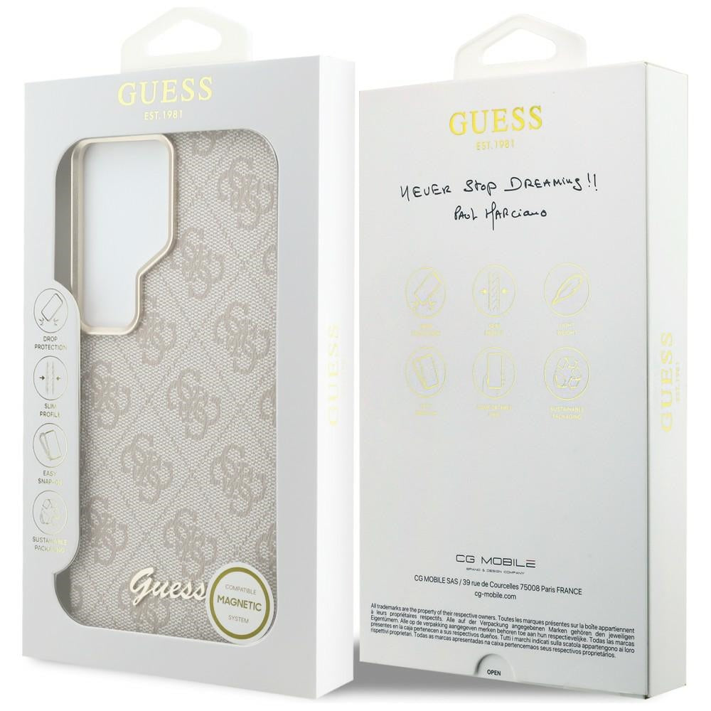 Husa MagSafe pentru Samsung Galaxy S26 Ultra S948, Guess, 4G Script Logo, Roz