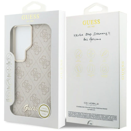 Husa MagSafe pentru Samsung Galaxy S26 Ultra S948, Guess, 4G Script Logo, Roz
