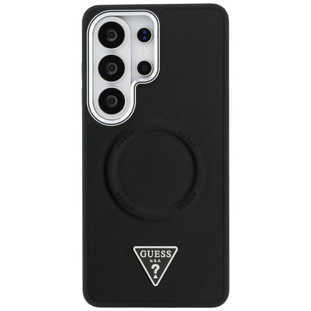 Husa MagSafe pentru Samsung Galaxy S26 Ultra S948, Guess, Embossed Ring Triangle Logo, Neagra