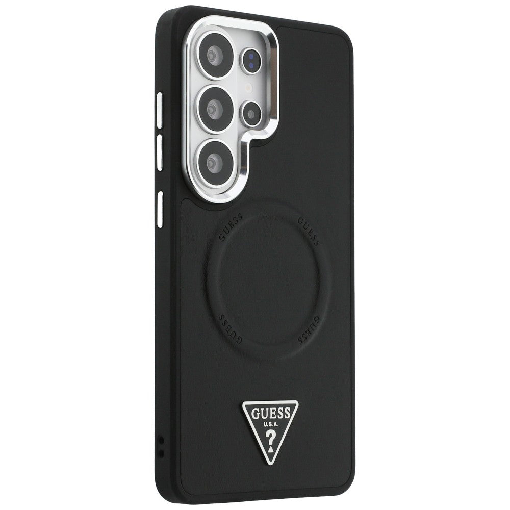 Husa MagSafe pentru Samsung Galaxy S26 Ultra S948, Guess, Embossed Ring Triangle Logo, Neagra