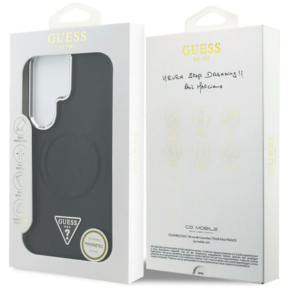 Husa MagSafe pentru Samsung Galaxy S26 Ultra S948, Guess, Embossed Ring Triangle Logo, Neagra