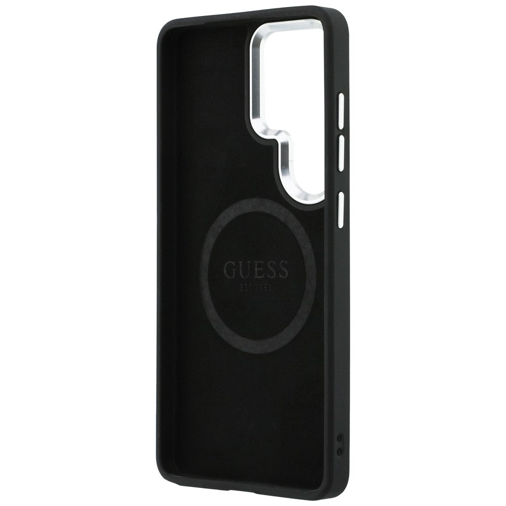 Husa MagSafe pentru Samsung Galaxy S26 Ultra S948, Guess, Fixed Glitter Triangle Logo, Argintie