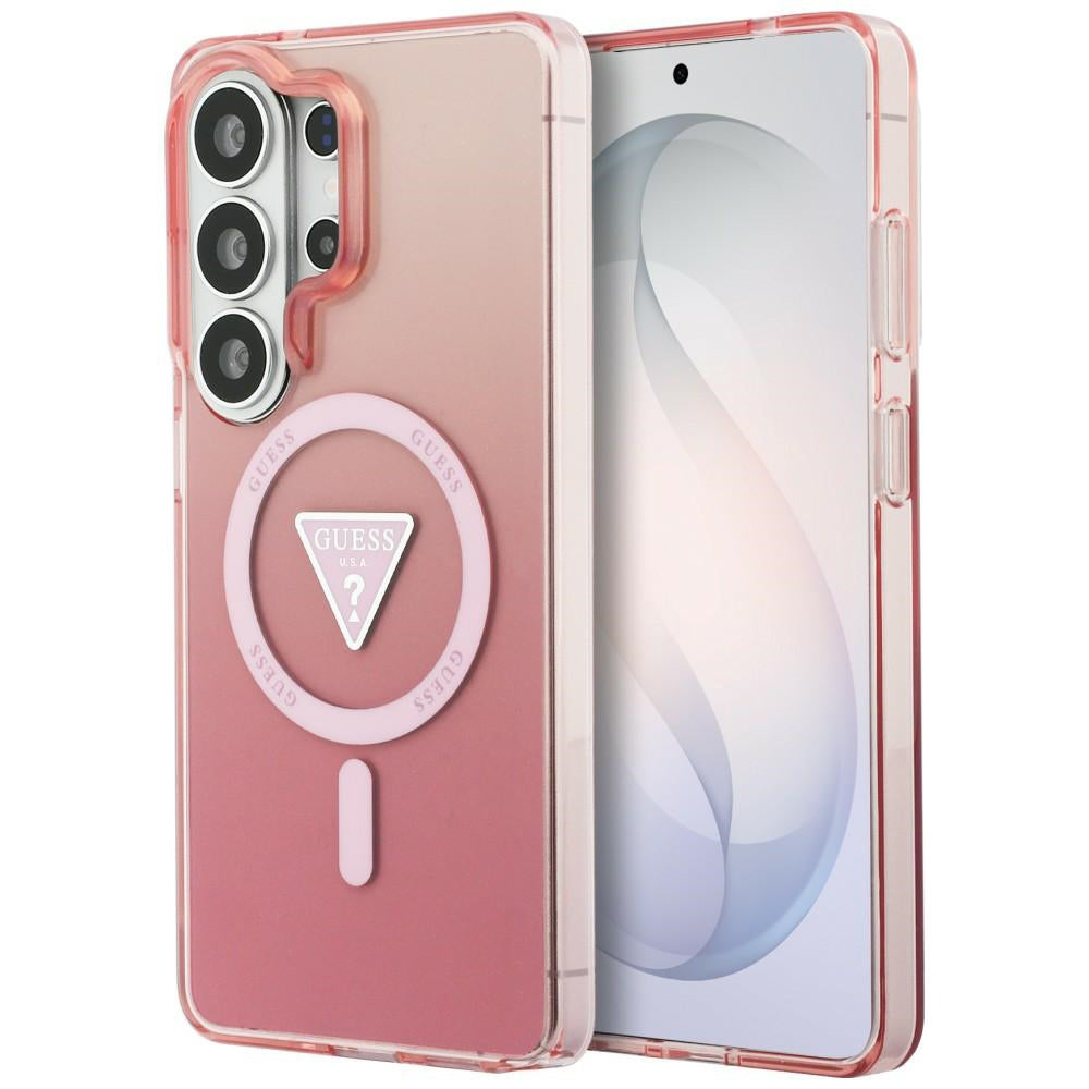 Husa MagSafe pentru Samsung Galaxy S26 Ultra S948, Guess, IML Gradient Triangle Logo, Roz