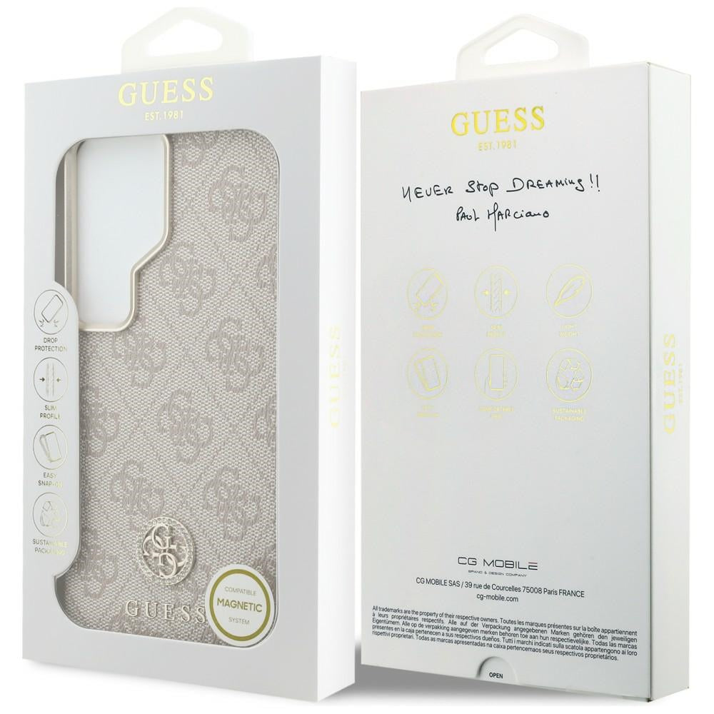 Husa MagSafe pentru Samsung Galaxy S26 Ultra S948, Guess, Rhinestone Round Logo, Roz
