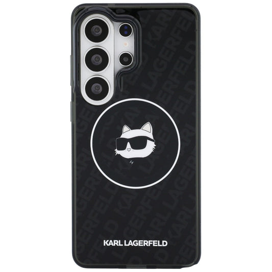 Husa MagSafe pentru Samsung Galaxy S26 Ultra S948, Karl Lagerfeld, IML Choupette Head on KL Repeated Logo, Neagra