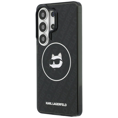 Husa MagSafe pentru Samsung Galaxy S26 Ultra S948, Karl Lagerfeld, IML Choupette Head on KL Repeated Logo, Neagra