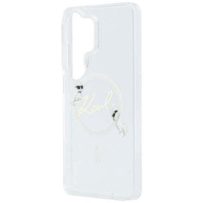 Husa MagSafe pentru Samsung Galaxy S26 Ultra S948, Karl Lagerfeld, IML Choupette Karl Script Logo, Alba