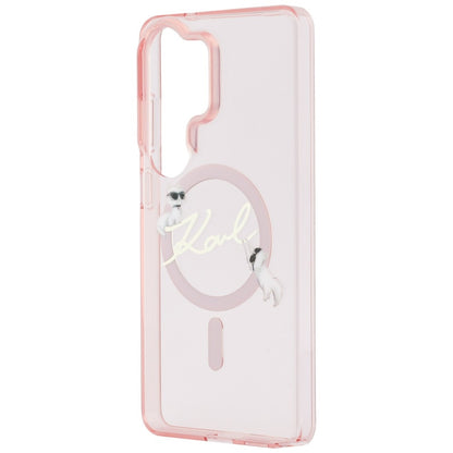 Husa MagSafe pentru Samsung Galaxy S26 Ultra S948, Karl Lagerfeld, IML Choupette Karl Script Logo, Roz