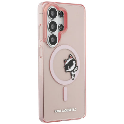 Husa MagSafe pentru Samsung Galaxy S26 Ultra S948, Karl Lagerfeld, IML Choupette Peekaboo Logo, Roz