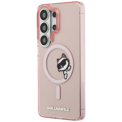 Husa MagSafe pentru Samsung Galaxy S26 Ultra S948, Karl Lagerfeld, IML Choupette Peekaboo Logo, Roz