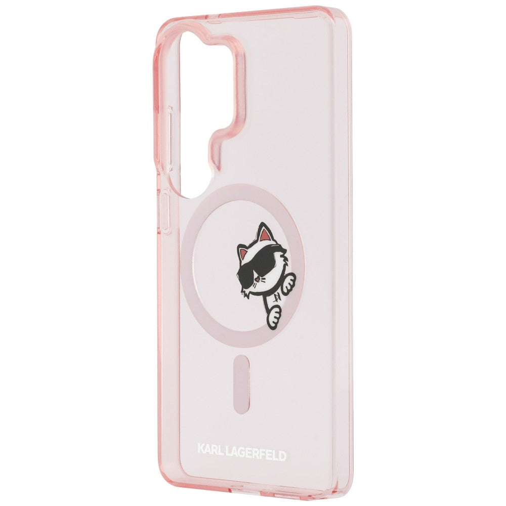 Husa MagSafe pentru Samsung Galaxy S26 Ultra S948, Karl Lagerfeld, IML Choupette Peekaboo Logo, Roz