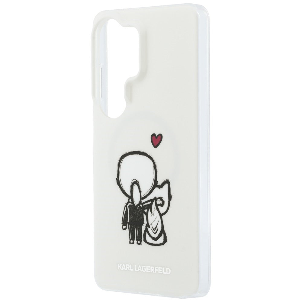 Husa MagSafe pentru Samsung Galaxy S26 Ultra S948, Karl Lagerfeld, IML Karl & Choupette Back Logo, Alba