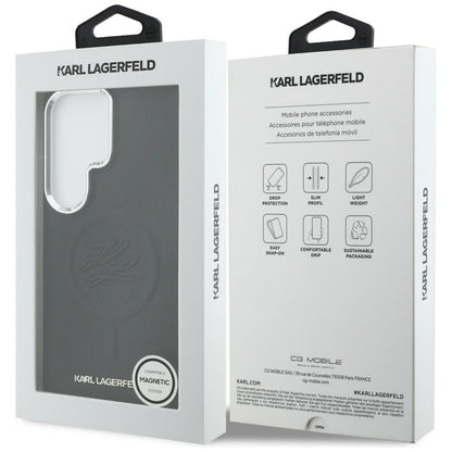 Husa MagSafe pentru Samsung Galaxy S26 Ultra S948, Karl Lagerfeld, Initial Logo Debossed, Neagra