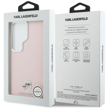 Husa MagSafe pentru Samsung Galaxy S26 Ultra S948, Karl Lagerfeld, Karl & Choupette Head's Pin, Roz