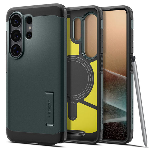 Husa MagSafe pentru Samsung Galaxy S26 Ultra S948, Spigen, Tough Armor, Verde ACS10686