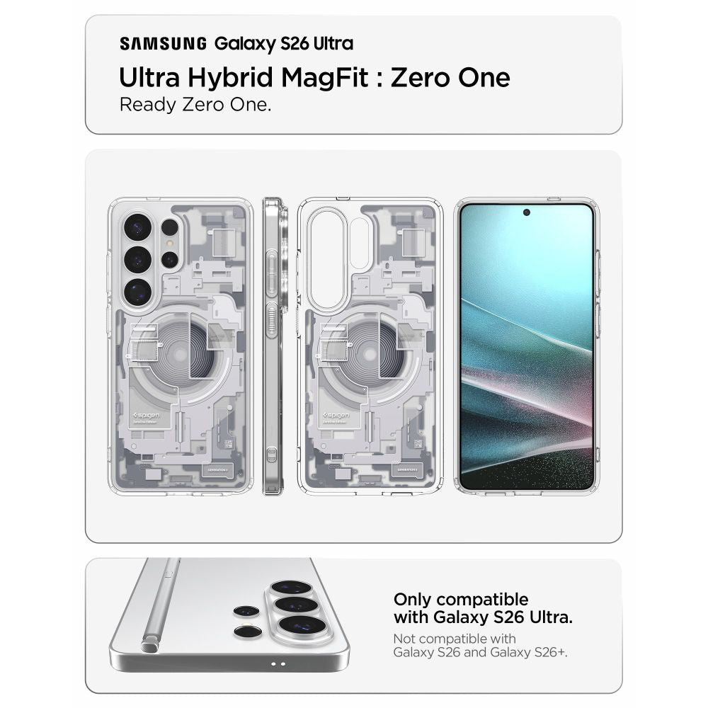 Husa MagSafe pentru Samsung Galaxy S26 Ultra S948, Spigen, Ultra Hybrid Zero One, Alba ACS10683