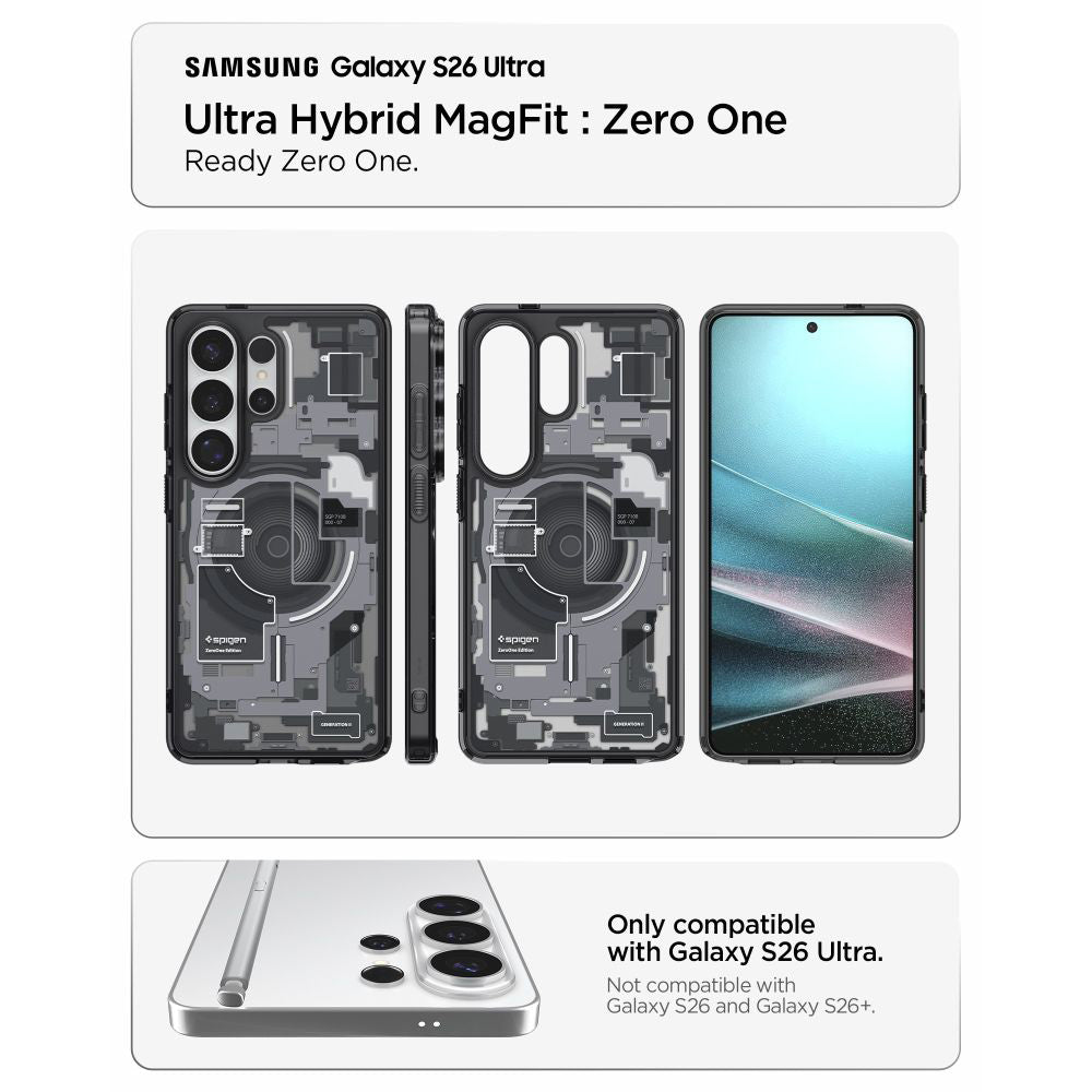 Husa MagSafe pentru Samsung Galaxy S26 Ultra S948, Spigen, Ultra Hybrid Zero One, Neagra ACS10682