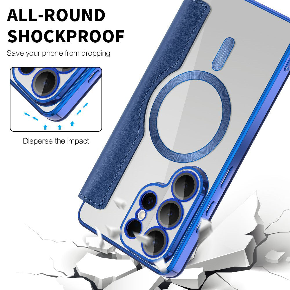 Husa MagSafe pentru Samsung Galaxy S26 Ultra, Techsuit, SmartMag Book, Albastra