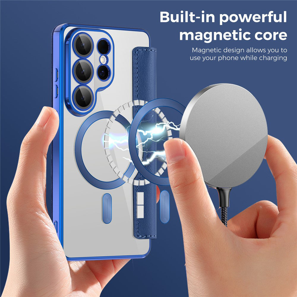 Husa MagSafe pentru Samsung Galaxy S26 Ultra, Techsuit, SmartMag Book, Albastra