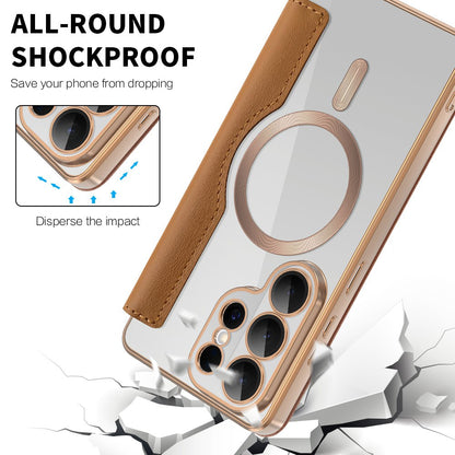 Husa MagSafe pentru Samsung Galaxy S26 Ultra, Techsuit, SmartMag Book, Maro