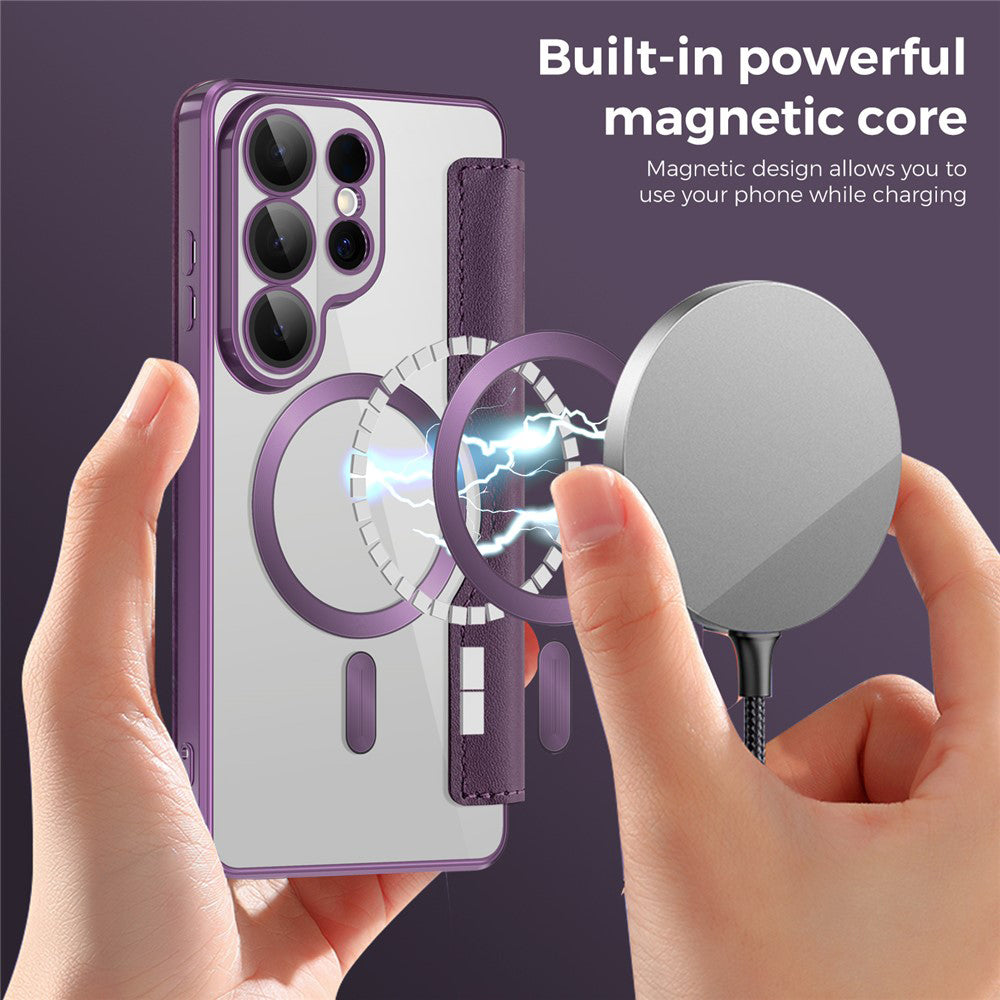 Husa MagSafe pentru Samsung Galaxy S26 Ultra, Techsuit, SmartMag Book, Mov