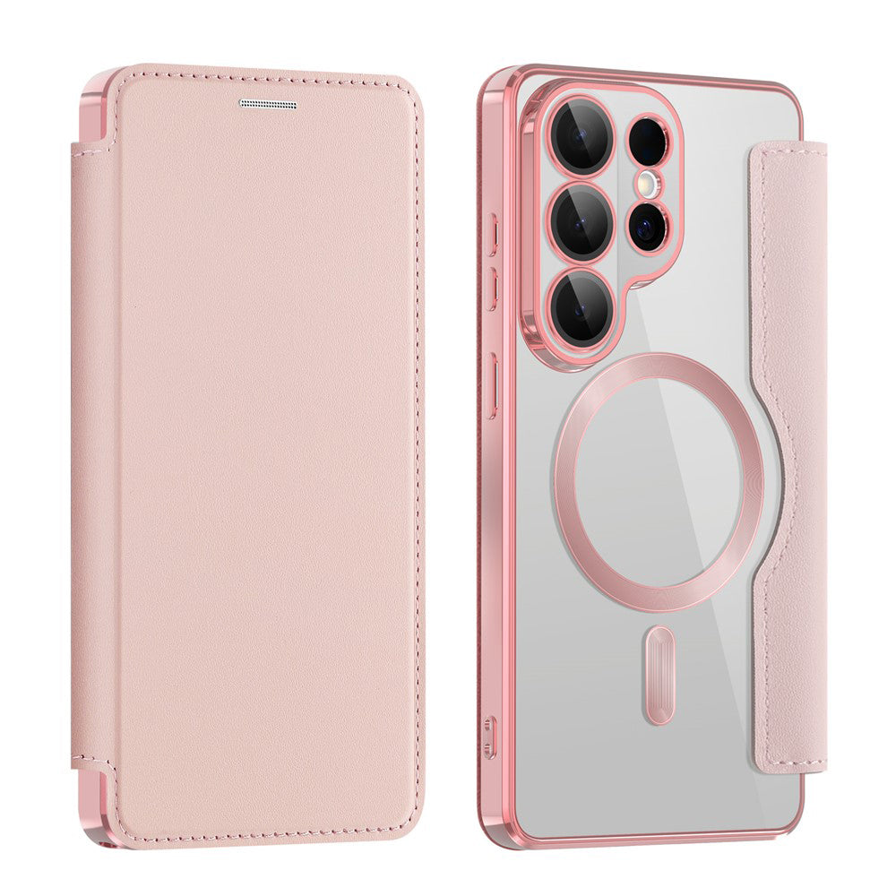 Husa MagSafe pentru Samsung Galaxy S26 Ultra, Techsuit, SmartMag Book, Roz