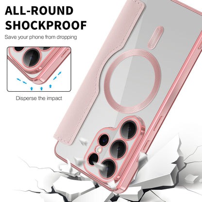 Husa MagSafe pentru Samsung Galaxy S26 Ultra, Techsuit, SmartMag Book, Roz