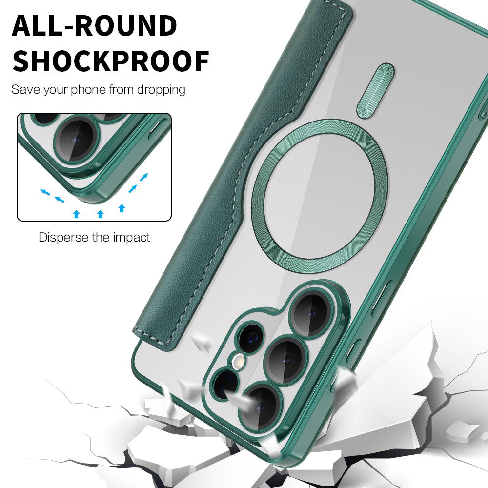 Husa MagSafe pentru Samsung Galaxy S26 Ultra, Techsuit, SmartMag Book, Verde