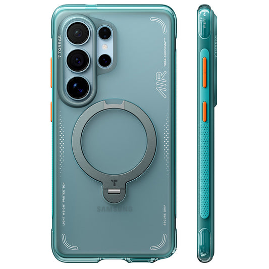 Husa MagSafe pentru Samsung Galaxy S26 Ultra, Torras, Ostand Spin Air, Verde