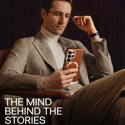 Husa MagSafe pentru Samsung Galaxy S26 Ultra, Torras, QPRO Leather, Maro