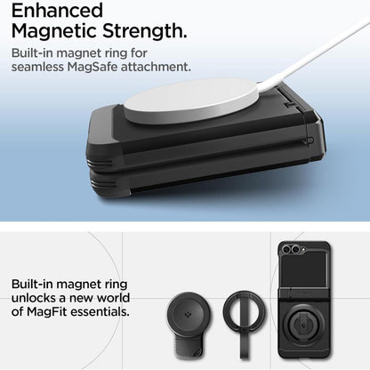 Husa MagSafe pentru Samsung Galaxy Z Flip7 FE F761 / Z Flip6 F741, Spigen, Tough Armor Pro, Neagra ACS09807