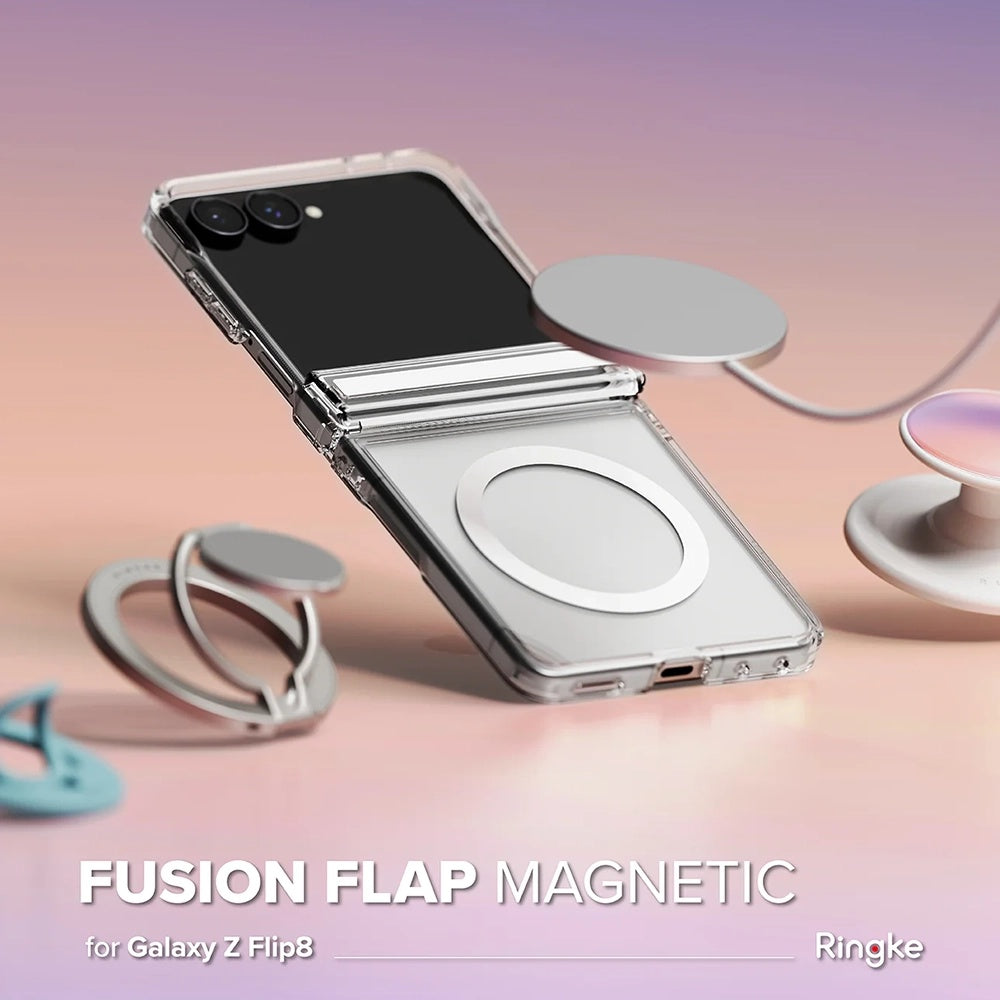 Husa MagSafe pentru Samsung Galaxy Z Flip8 F776, Ringke, Fusion Flap, Transparenta