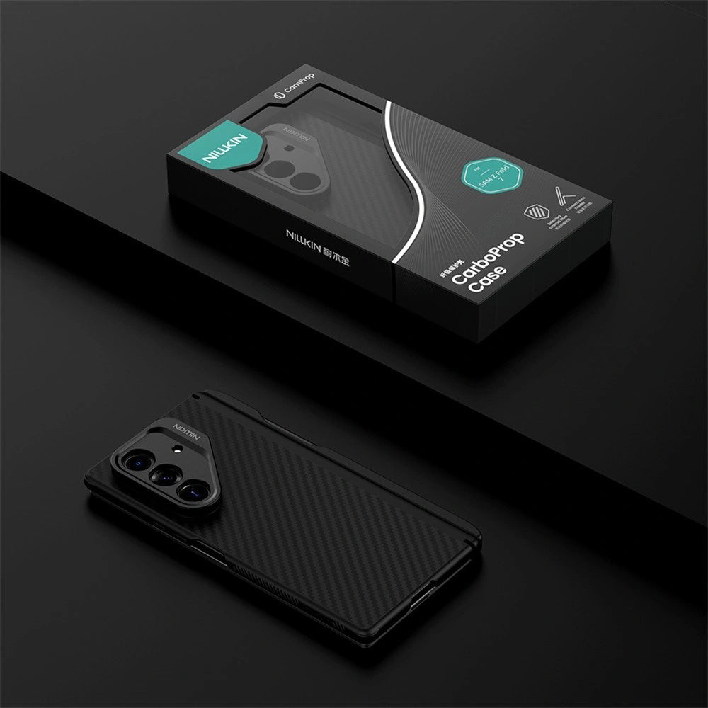 Husa MagSafe pentru Samsung Galaxy Z Fold7 F966, Nillkin, CarboProp with Camera Cutout and S-Pen Holder, Neagra