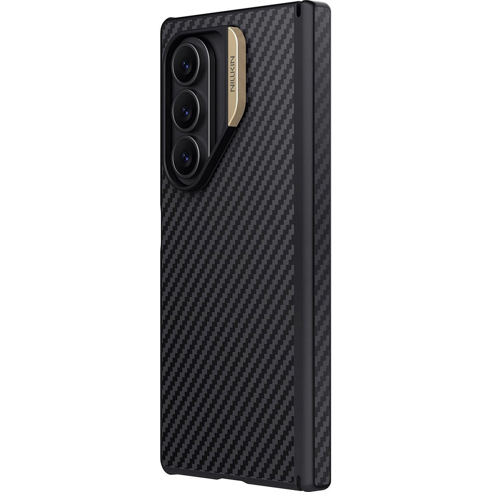 Husa MagSafe pentru Samsung Galaxy Z Fold7 F966, Nillkin, Synthetic Fiber Pro, Neagra Aurie
