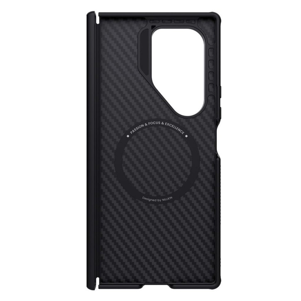 Husa MagSafe pentru Samsung Galaxy Z Fold7 F966, Nillkin, Synthetic Fiber Pro, Neagra Aurie