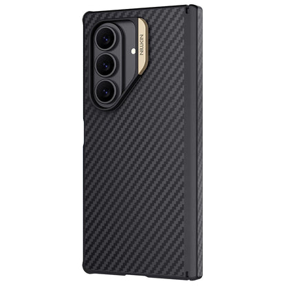 Husa MagSafe pentru Samsung Galaxy Z Fold7 F966, Nillkin, Synthetic Fiber Pro, Neagra Aurie
