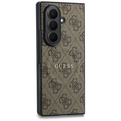 Husa MagSafe pentru Samsung Galaxy Z Fold8 Ultra F976, Guess, 4G Leather Classic, Maro