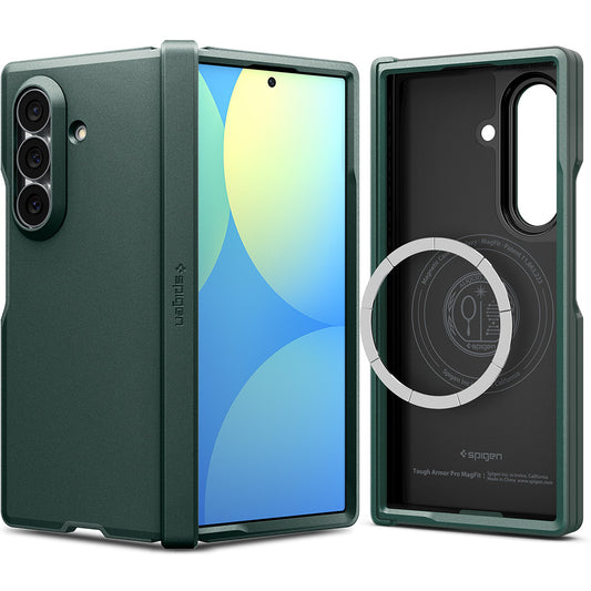 Husa MagSafe pentru Samsung Galaxy Z Fold8 Ultra F976, Spigen, Tough Armor Pro, Verde ACS11851