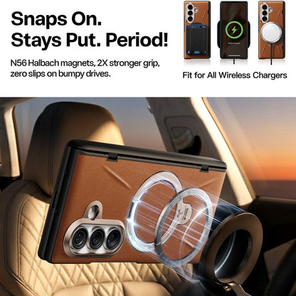 Husa MagSafe pentru Samsung Galaxy Z Fold8 Ultra F976, Torras, QPRO Leather, Maro