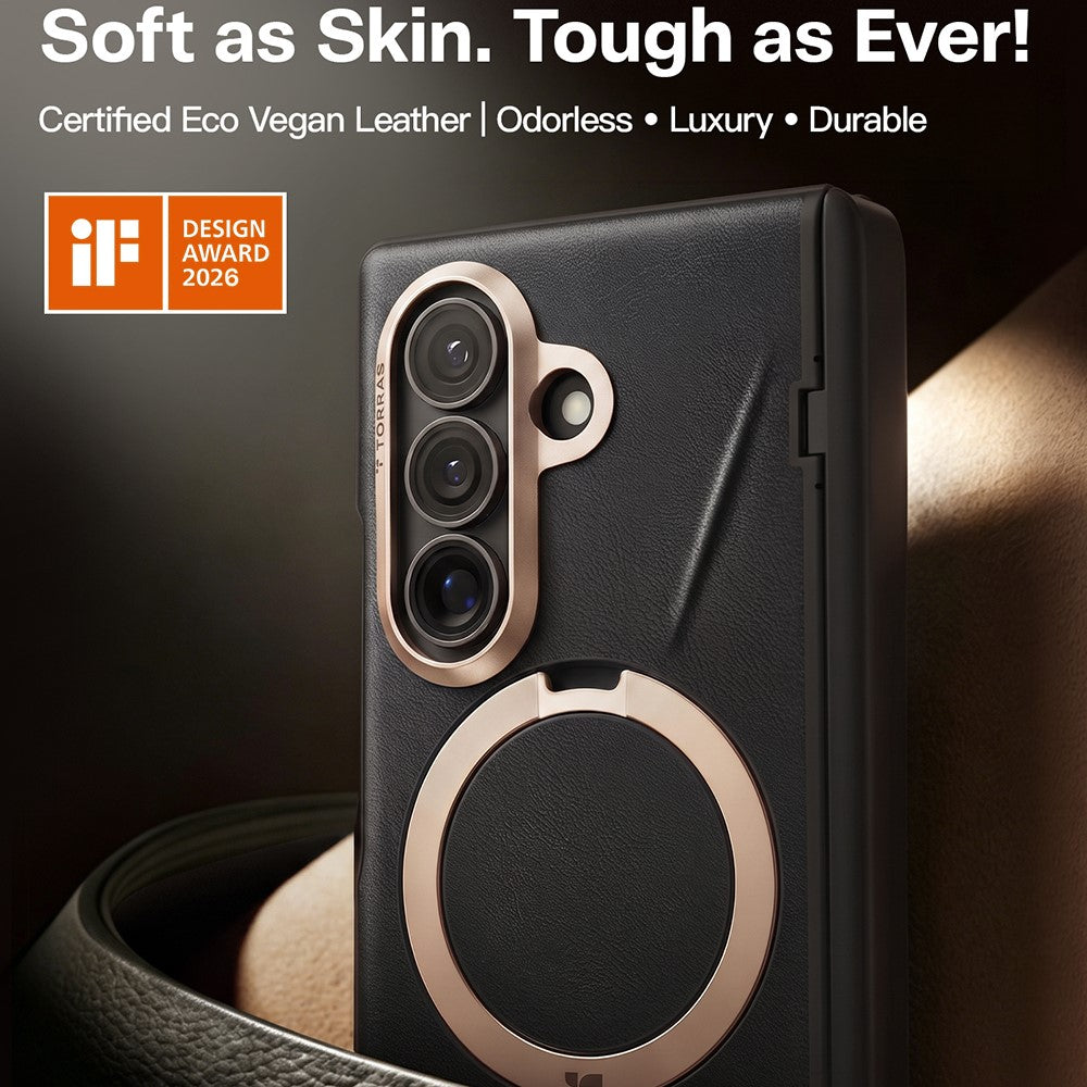 Husa MagSafe pentru Samsung Galaxy Z Fold8 Ultra F976, Torras, QPRO Leather, Neagra