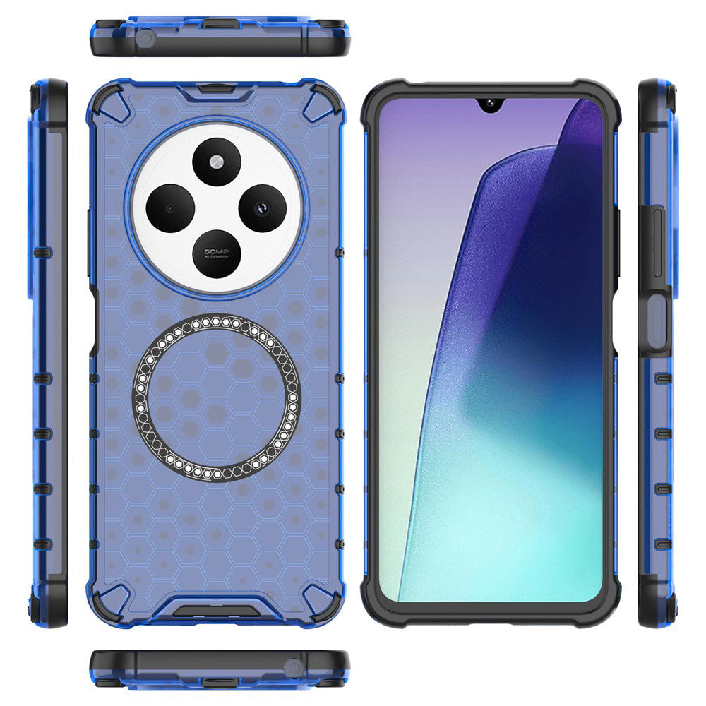 Husa MagSafe pentru Xiaomi Poco C75 / Redmi 14C, Techsuit, HoneyComb Shield, Albastra